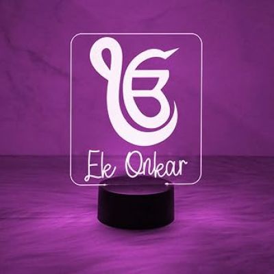 Ek Onkar 3D Illusion Night Lamp with Automatic Color Changing  Gift for Punjabi Friend  Sikh Symbol Lamp  Home & Office Decor Light