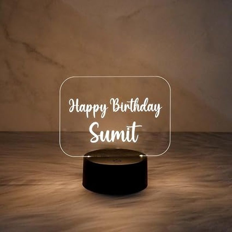 Personalized Happy Birthday Name Led Lamp with Warm White Light  Gift for Friends, Husband, Wife, Parents