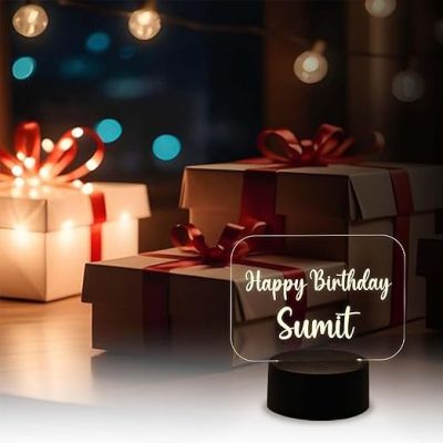 Personalized Happy Birthday Name Led Lamp with Warm White Light  Gift for Friends, Husband, Wife, Parents