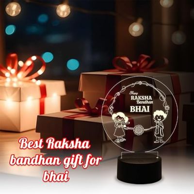 Happy Raksha Bandhan Led Night Lamp with Warm White Light  Rakhi Gift for Brother  Rakhi Gift for Siblings