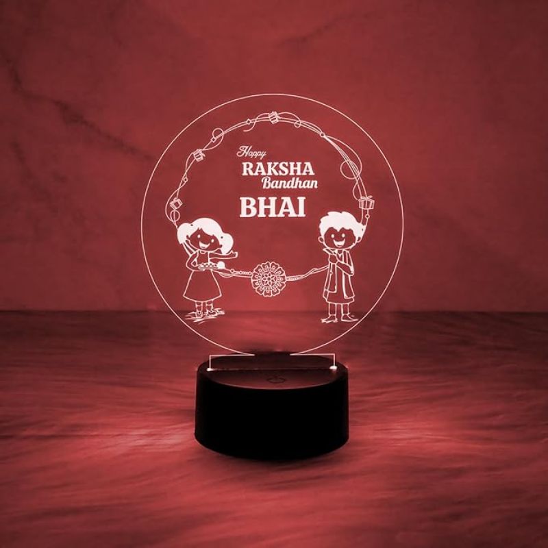 Happy Raksha Bandhan Led Night Lamp with Automatic Color Changing Light  Rakhi Gift for Brother  Rakhi Gift for Siblings