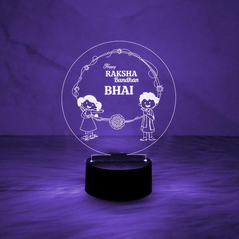 Happy Raksha Bandhan Led Night Lamp with Automatic Color Changing Light  Rakhi Gift for Brother  Rakhi Gift for Siblings