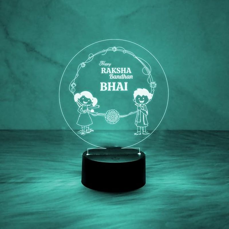 Happy Raksha Bandhan Led Night Lamp with Automatic Color Changing Light  Rakhi Gift for Brother  Rakhi Gift for Siblings