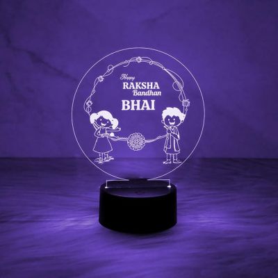 Happy Raksha Bandhan Led Night Lamp with Automatic Color Changing Light  Rakhi Gift for Brother  Rakhi Gift for Siblings