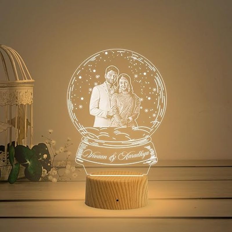 Personalized Couple Led Lamp Customized with Photo & Name  Warm White Light  Couple Wedding Gift  Anniversary Gift for Husband Wife  Engagement Gift