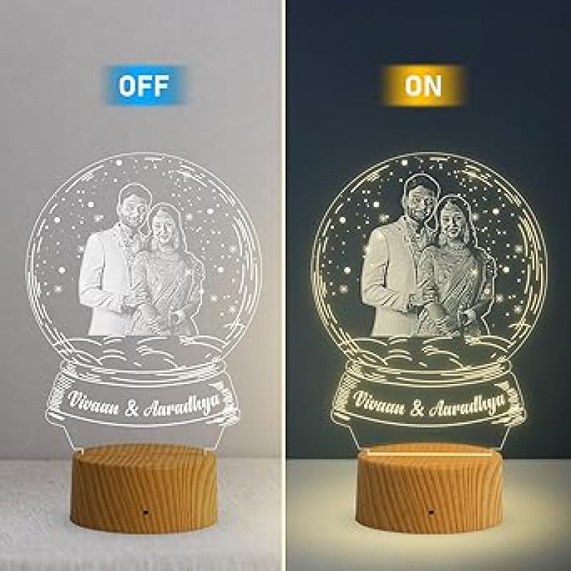 Personalized Couple Led Lamp Customized with Photo & Name  Warm White Light  Couple Wedding Gift  Anniversary Gift for Husband Wife  Engagement Gift