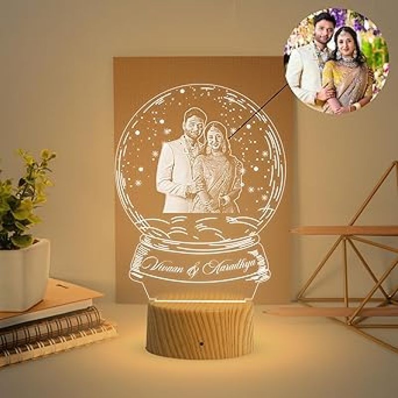 Personalized Couple Led Lamp Customized with Photo & Name  Warm White Light  Couple Wedding Gift  Anniversary Gift for Husband Wife  Engagement Gift