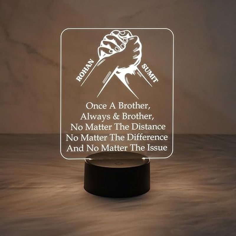 Personalized Name Lamp Best Gift for Brother | Warm White Light   Gift for Bhai  Memorable Gift for Brother