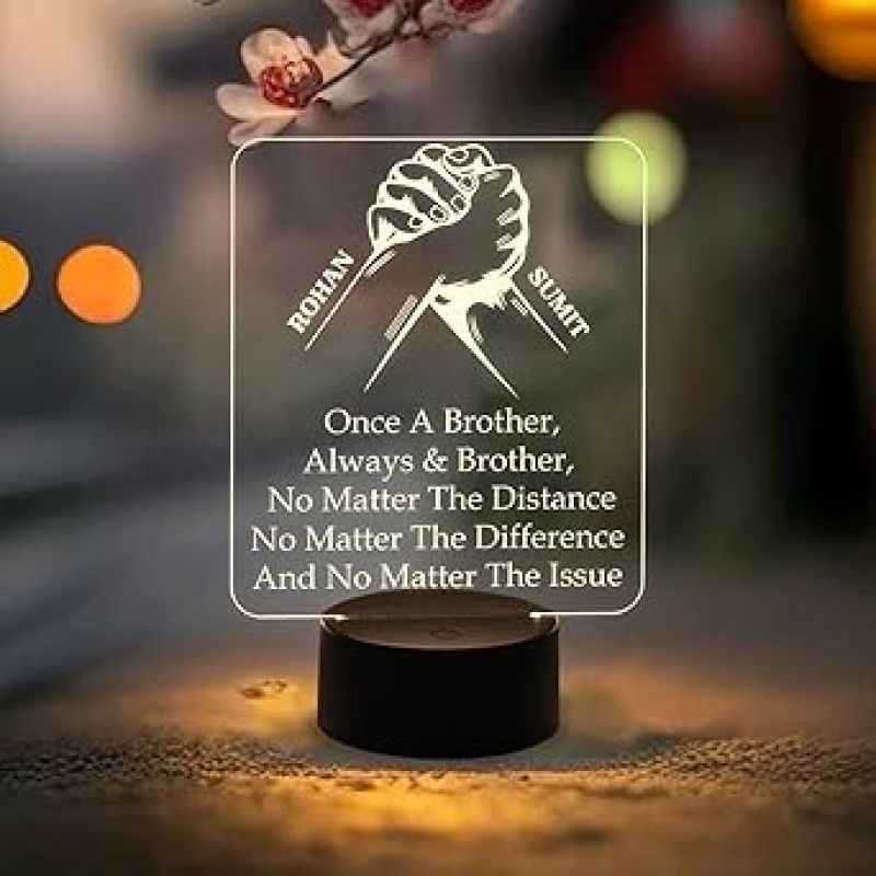 Personalized Name Lamp Best Gift for Brother | Warm White Light   Gift for Bhai  Memorable Gift for Brother