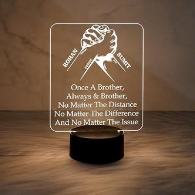 Personalized Name Lamp Best Gift for Brother | Warm White Light   Gift for Bhai  Memorable Gift for Brother