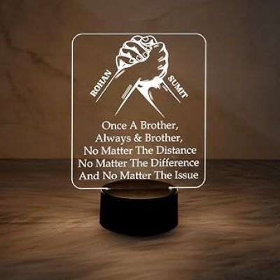 Personalized Name Lamp Best Gift for Brother | Warm White Light   Gift for Bhai  Memorable Gift for Brother