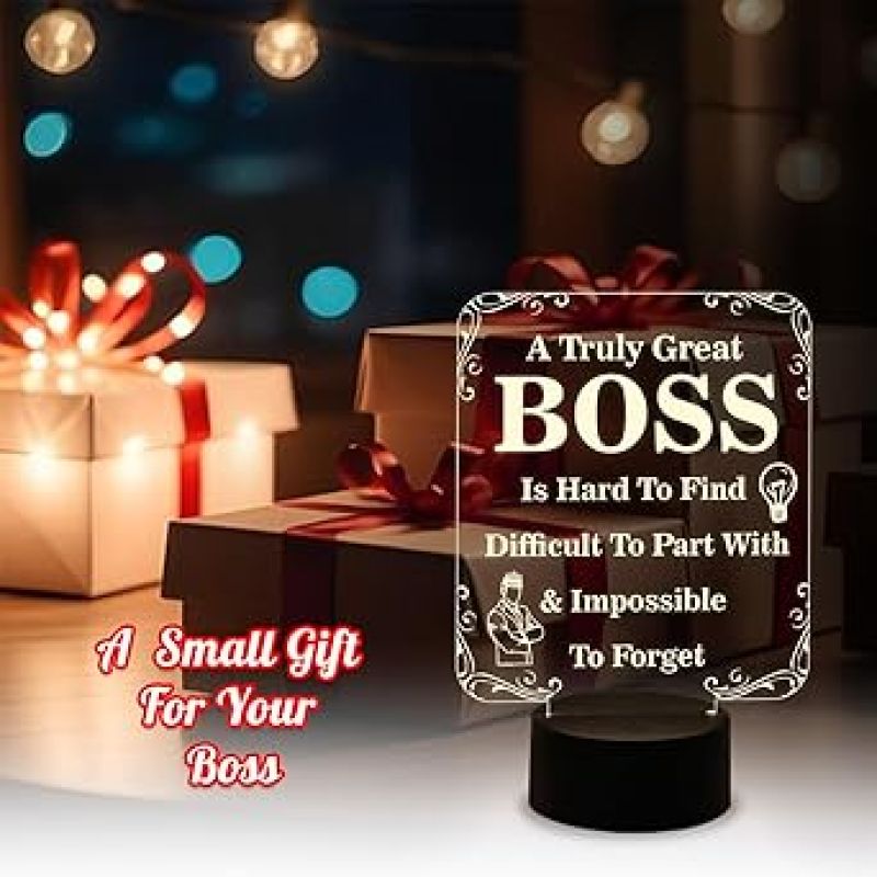 Engraved A Truly Great Boss Night Lamp Best Gift for Boss  Warm White Light  Birthday Gift for Boss   Desk Table Lamp