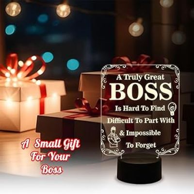 Engraved A Truly Great Boss Night Lamp Best Gift for Boss  Warm White Light  Birthday Gift for Boss   Desk Table Lamp