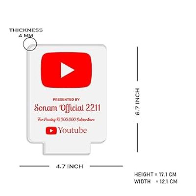 Personalized YouTube Desk Table Lamp with Warm White Light Customized with Name  Gift for Youtuber  Home & Office Decor Light