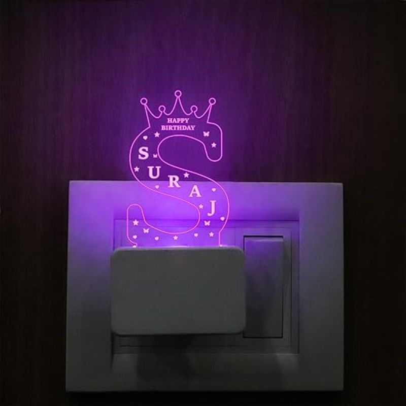 Personalized Alphabet Letter with Name Plug Night Lamp  Name Plug lamp  Multicolored Light  Gift for Birthday  Customized Name Lamp