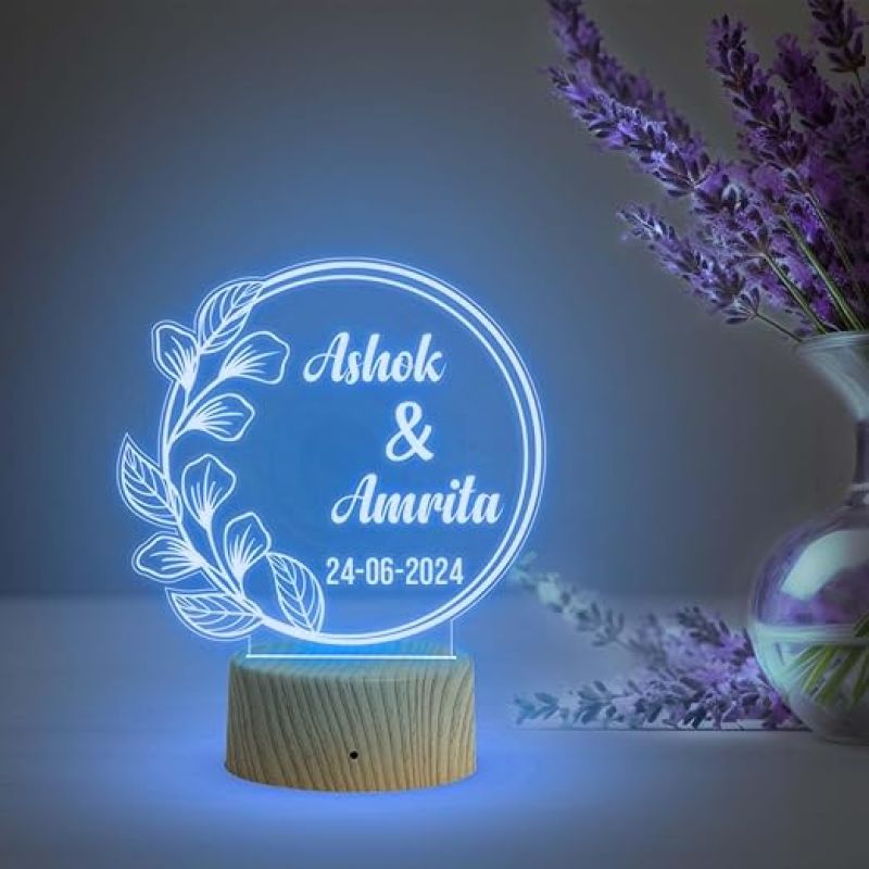 Personalized Couple Name Lamp with Automatic Color Changing Light  Anniversary Gift for Wife Husband  Gift for Birthday & Valentine Day