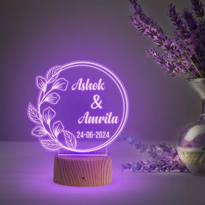 Personalized Couple Name Lamp with Automatic Color Changing Light  Anniversary Gift for Wife Husband  Gift for Birthday & Valentine Day