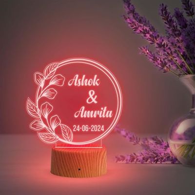 Personalized Couple Name Lamp with Automatic Color Changing Light  Anniversary Gift for Wife Husband  Gift for Birthday & Valentine Day