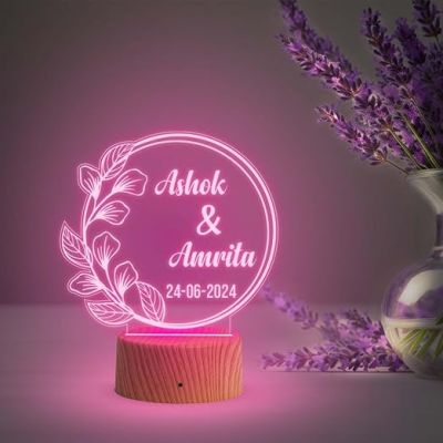 Personalized Couple Name Lamp with Automatic Color Changing Light  Anniversary Gift for Wife Husband  Gift for Birthday & Valentine Day