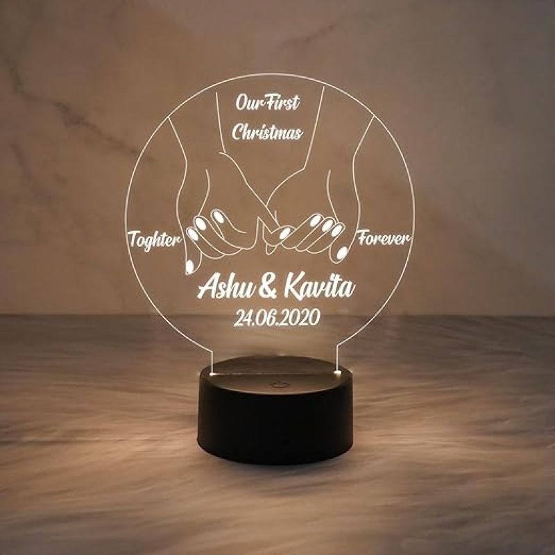 Personalized Couple Name  Customized with Name & Date  Gift for Our First Christmas  Warm White Light  Gift for Loveable Person