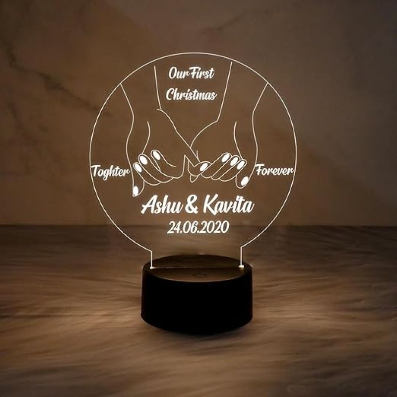 Personalized Couple Name  Customized with Name & Date  Gift for Our First Christmas  Warm White Light  Gift for Loveable Person