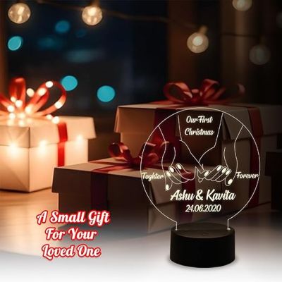 Personalized Couple Name  Customized with Name & Date  Gift for Our First Christmas  Warm White Light  Gift for Loveable Person