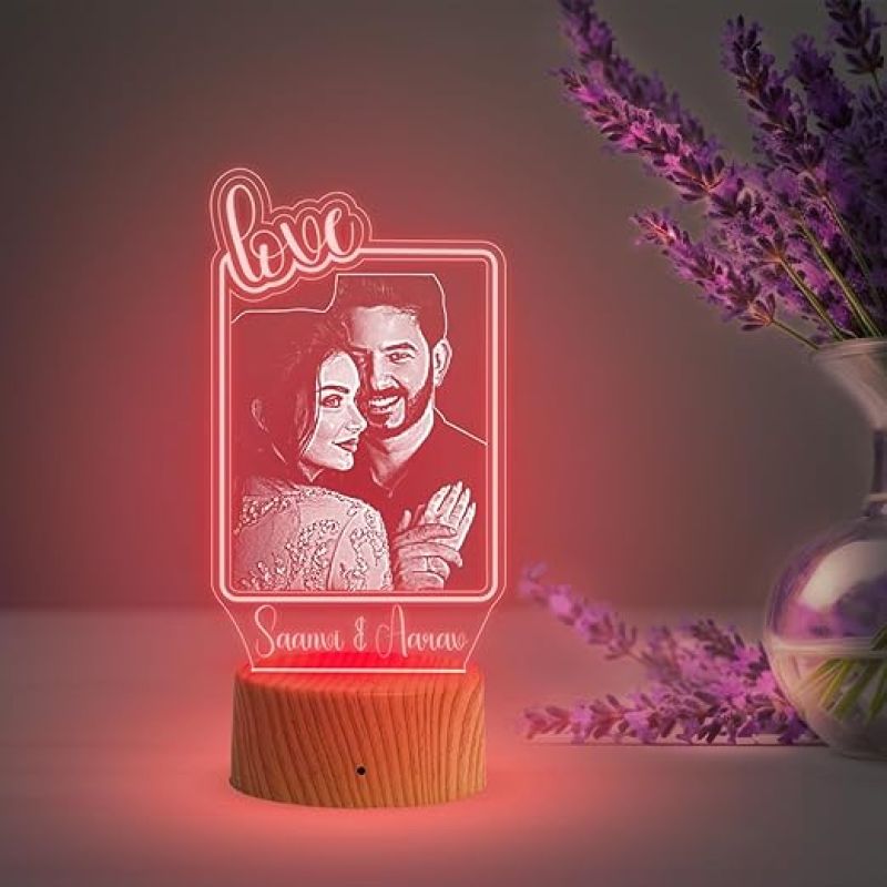 Personalized Couple Lamp with 7 Color Changing Light  Night lamp for Couple Anniversary, Wedding, Marriage, Birthday Valentine Day