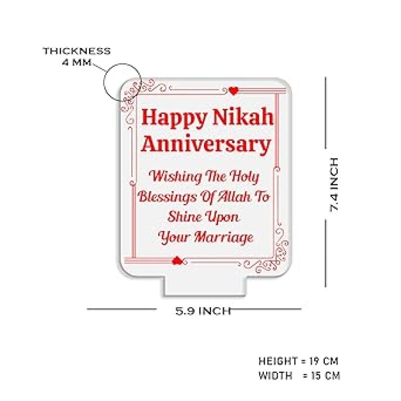 Happy Nikah Anniversary Night Lamp with Warm White Light   Marriage Anniversary Gift for Friend  Nikah Gift for Couple