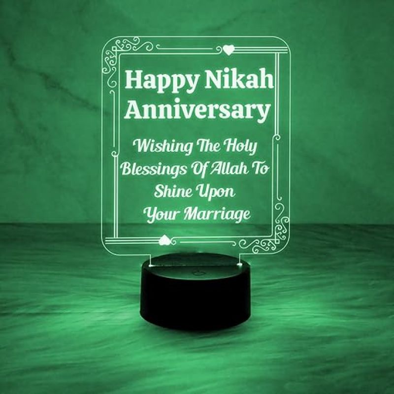 Happy Nikah Anniversary Night Lamp with Automatic Color Changing Light  Marriage Anniversary Gift for Friend  Nikah Gift for Couple