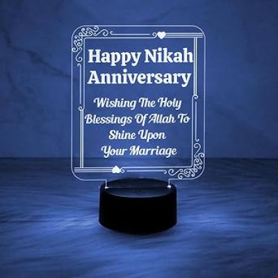 Happy Nikah Anniversary Night Lamp with Automatic Color Changing Light  Marriage Anniversary Gift for Friend  Nikah Gift for Couple