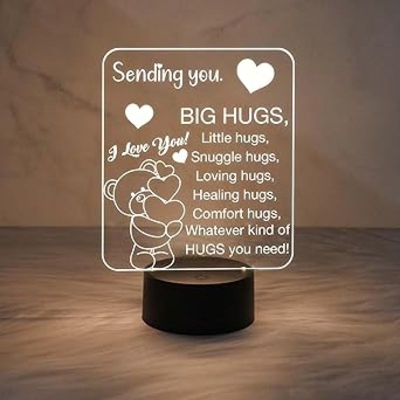 Acrylic Led Night Lamp  Best Gift for Hug Day  Warm White Light  Gift for Husband Wife  Best Gift for Couple  Bedroom Decor Light