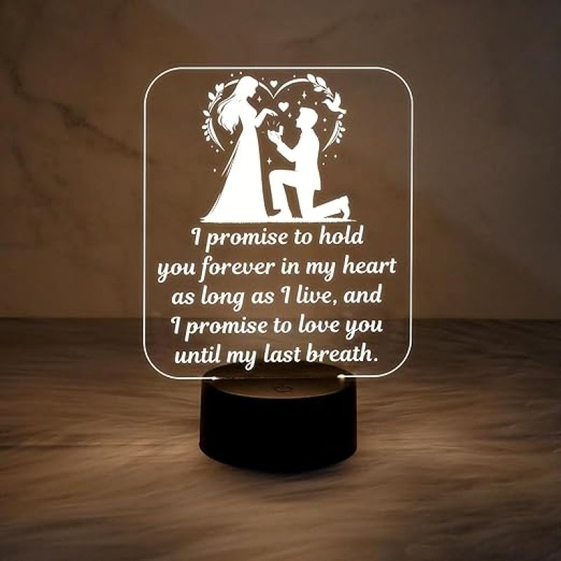 Acrylic Couple Night Lamp with Warm White Light  Gift for Wife Husband  Express Your Love for Wife  Anniversary Gift for Wife