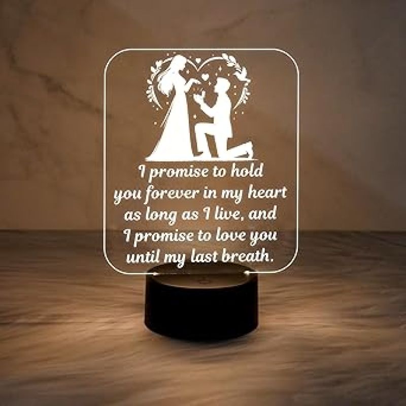 Acrylic Couple Night Lamp with Warm White Light  Gift for Wife Husband  Express Your Love for Wife  Anniversary Gift for Wife