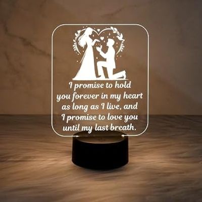 Acrylic Couple Night Lamp with Warm White Light  Gift for Wife Husband  Express Your Love for Wife  Anniversary Gift for Wife