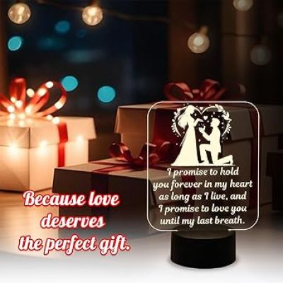 Acrylic Couple Night Lamp with Warm White Light  Gift for Wife Husband  Express Your Love for Wife  Anniversary Gift for Wife