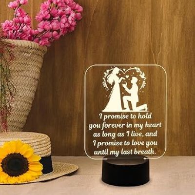 Acrylic Couple Night Lamp with Warm White Light  Gift for Wife Husband  Express Your Love for Wife  Anniversary Gift for Wife