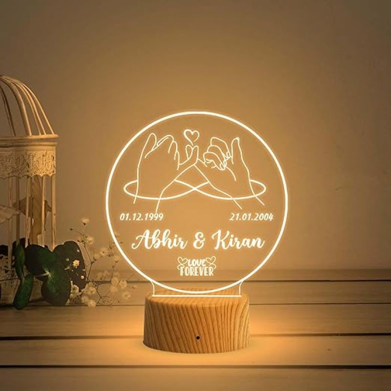 Personalized Love Forever Couple Hand Holding Night Lamp with Warm White Light  Anniversary Gift for Husband Wife