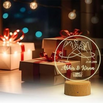 Personalized Love Forever Couple Hand Holding Night Lamp with Warm White Light  Anniversary Gift for Husband Wife