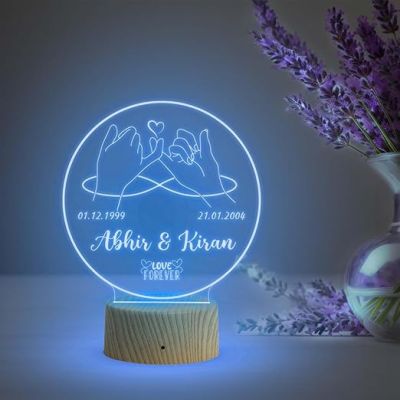 Personalized Love Forever Couple Hand Holding Night Lamp with Automatic Color Changing  Anniversary Gift for Husband Wife