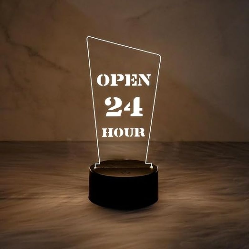 Open 24 Hours Led Lamp with Warm White Light  24 Hours Open Light for Restaurant, Bar Store, Cafe, Hotel   Decorative Light for Restaurants Coffee Shop