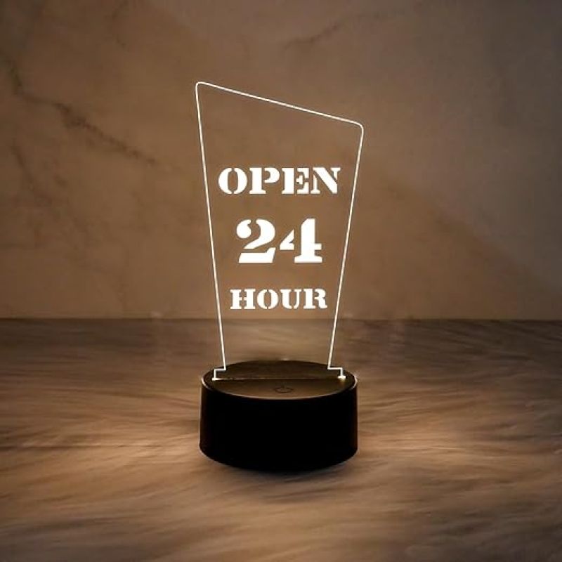 Open 24 Hours Led Lamp with Warm White Light  24 Hours Open Light for Restaurant, Bar Store, Cafe, Hotel   Decorative Light for Restaurants Coffee Shop