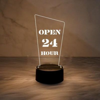 Open 24 Hours Led Lamp with Warm White Light  24 Hours Open Light for Restaurant, Bar Store, Cafe, Hotel   Decorative Light for Restaurants Coffee Shop