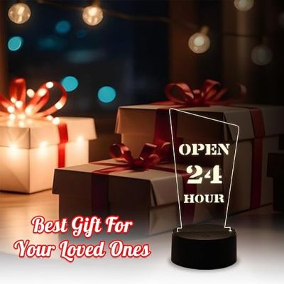 Open 24 Hours Led Lamp with Warm White Light  24 Hours Open Light for Restaurant, Bar Store, Cafe, Hotel   Decorative Light for Restaurants Coffee Shop