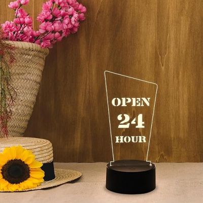 Open 24 Hours Led Lamp with Warm White Light  24 Hours Open Light for Restaurant, Bar Store, Cafe, Hotel   Decorative Light for Restaurants Coffee Shop
