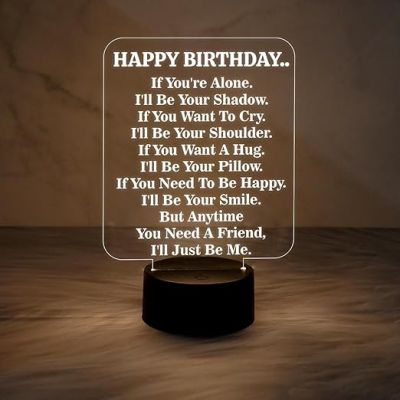 Happy Birthday Engraved Acrylic Led Lamp Warm White Light  Birthday Gift for Friends Sister Brother  Bedside Desk Table Lamp