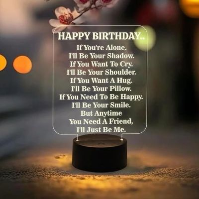 Happy Birthday Engraved Acrylic Led Lamp Warm White Light  Birthday Gift for Friends Sister Brother  Bedside Desk Table Lamp