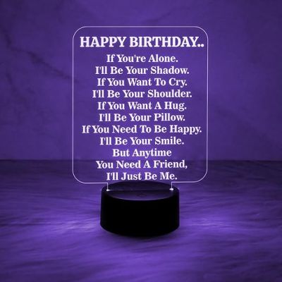 Happy Birthday Engraved Acrylic Led Lamp Automatic Color Changing Light  Birthday Gift for Friends Sister Brother  Bedside Desk Table Lamp