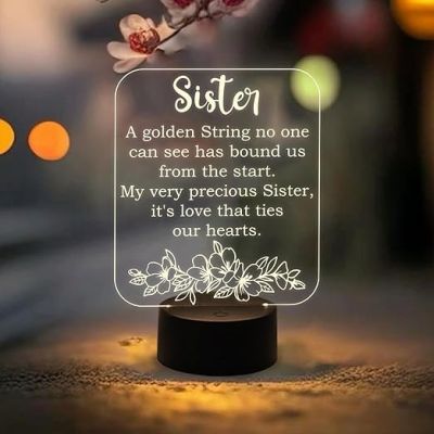 Acrylic Night Light Gifts for Sister  Thoughtful Sister Gifts from Sister Brother  Warm White Light   Sister's Gift for Birthday