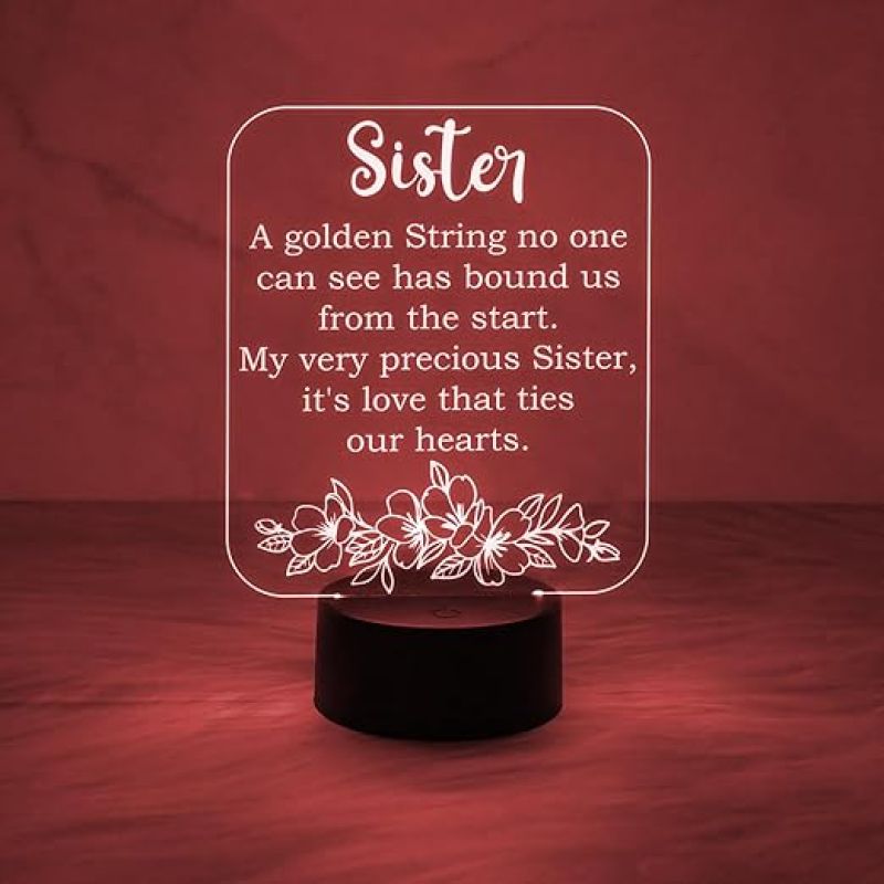 Acrylic Night Light Gifts for Sister  Thoughtful Sister Gifts from Sister Brother  Automatic Color Changing Light  Sister's Gift for Birthday