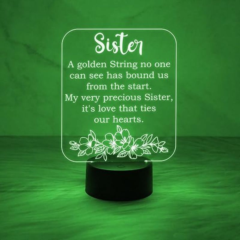 Acrylic Night Light Gifts for Sister  Thoughtful Sister Gifts from Sister Brother  Automatic Color Changing Light  Sister's Gift for Birthday
